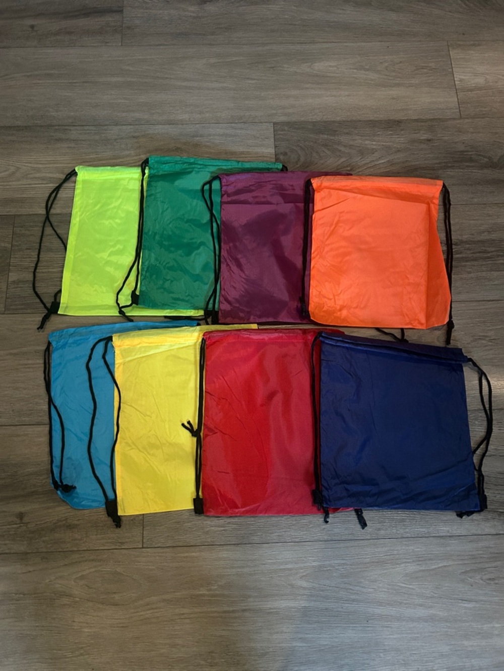 NWOT Sm. Drawstring Sport‎ & Swim Bags lot of 8 Packable Colored Gym Sacks shown